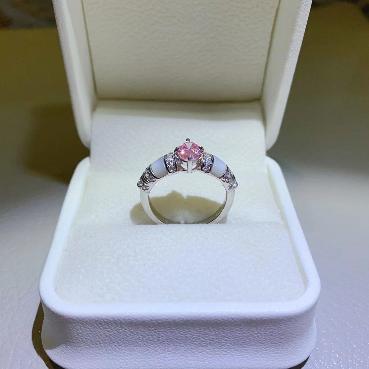 1 Carat Pink Oval-Cut Sparkala™ Pure Sterling Silver Ring