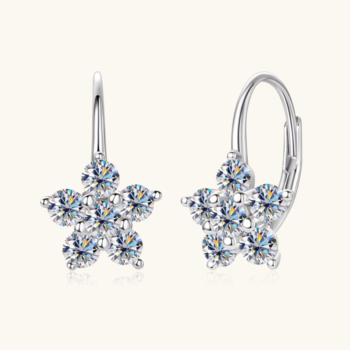 1.2 Carat Pure Sterling Silver Sparkala™ Flower Huggie Earrings