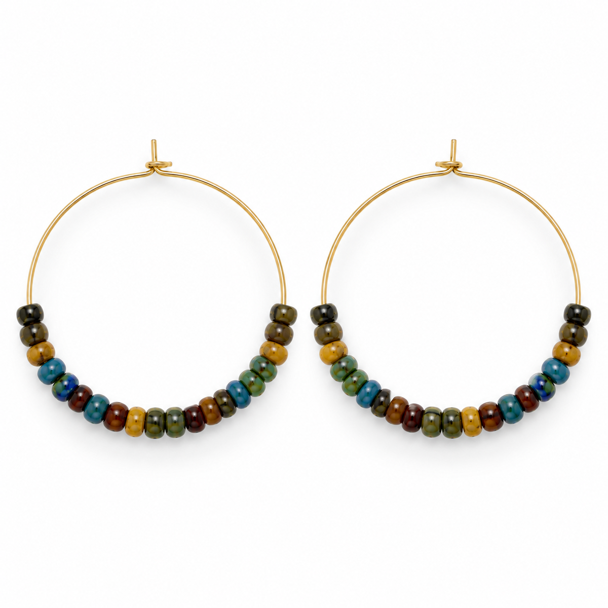 Czech Glass Beaded Gold Hoop Earrings – Caribbean Luster