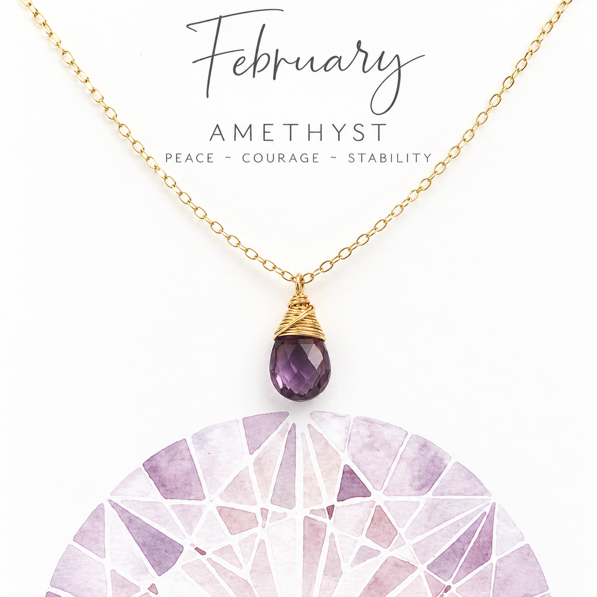 February Birthstone Necklace - 14k Gold Filled