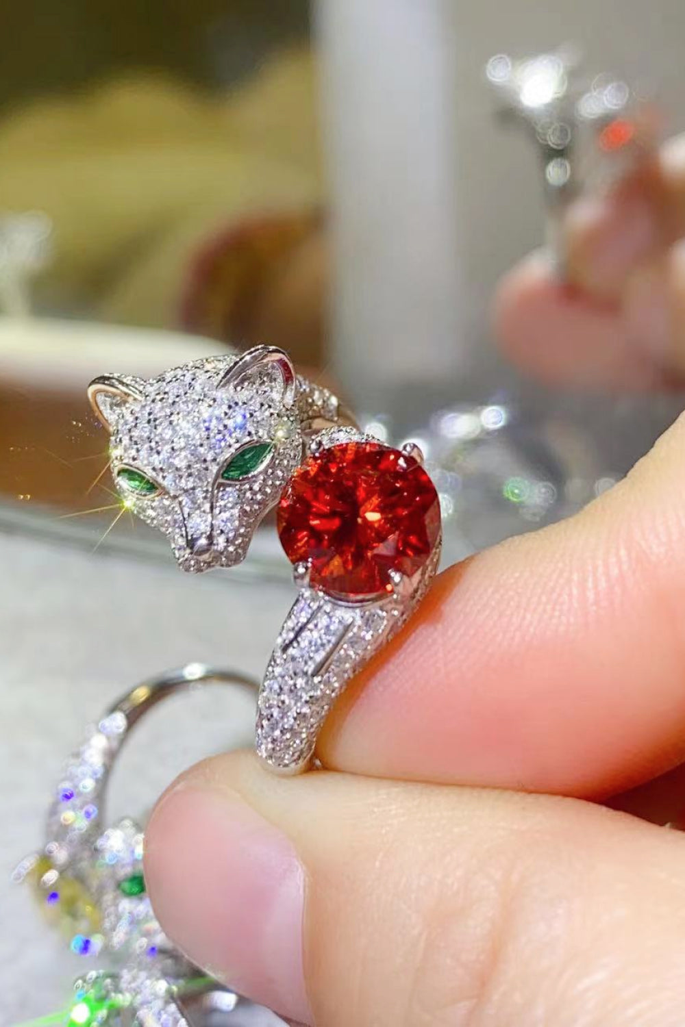 2 Carat Red Sparkala™ Adjustable Animal Ring