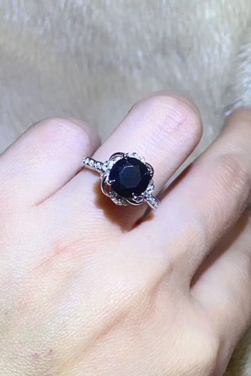 2 Carat Black Black Sparkala™ Floral Ring