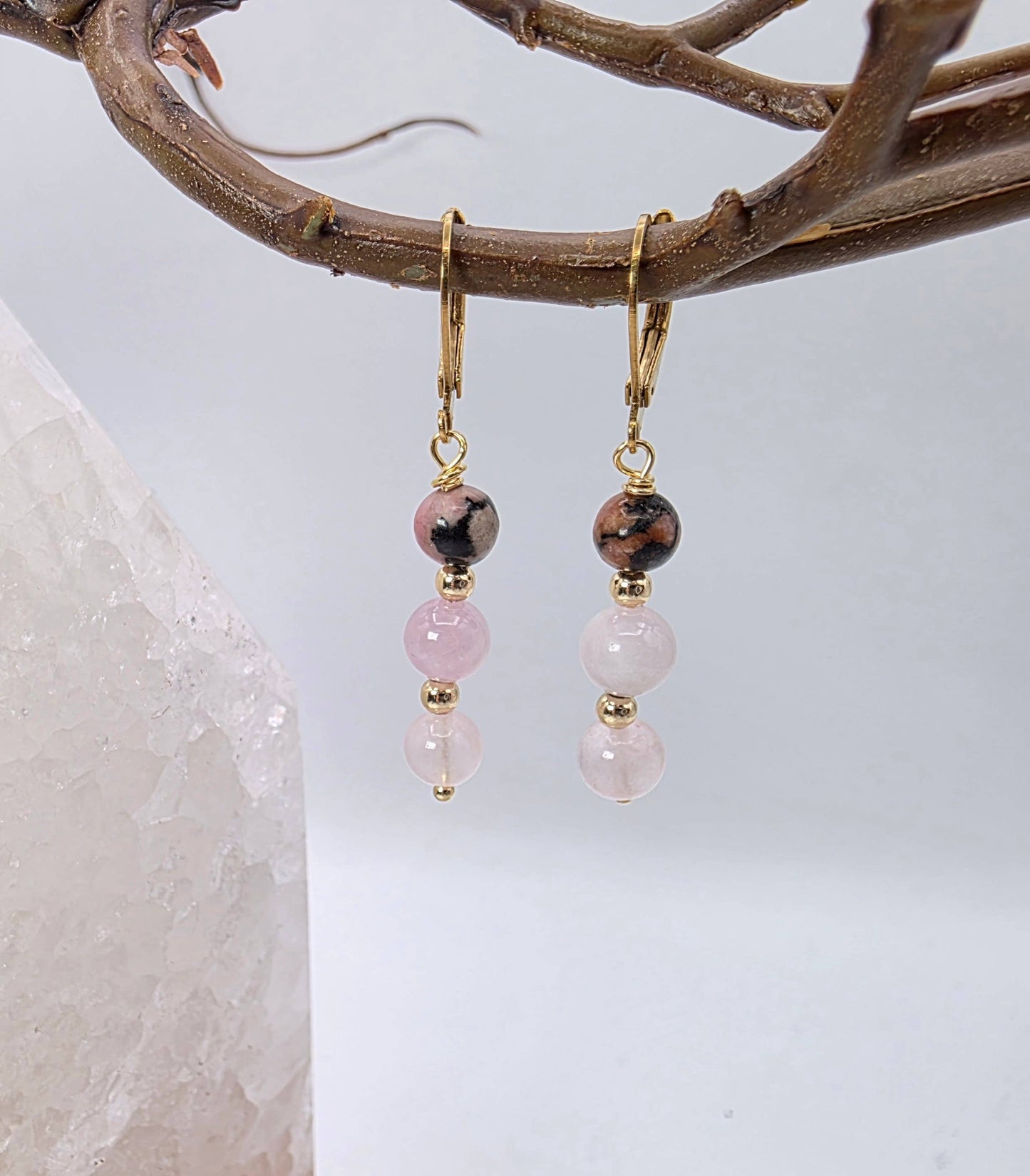 I AM ENOUGH -Kunzite, Rose Quartz, Rhodonite Gem Jewelry Set
