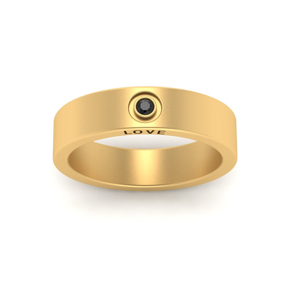 Flat Single Stone Mens Band Engraved