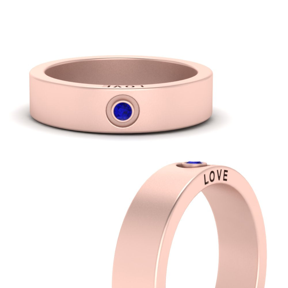 Flat Single Stone Mens Band Engraved