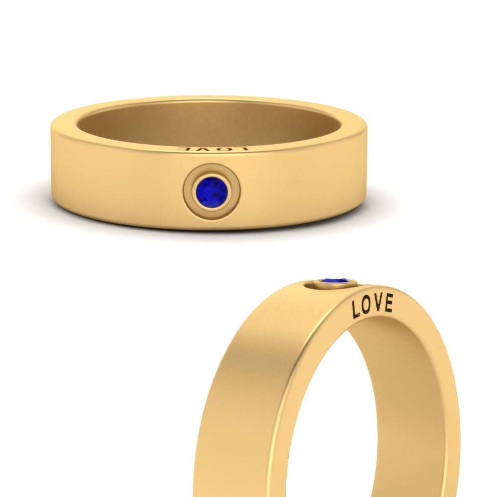 Flat Single Stone Mens Band Engraved