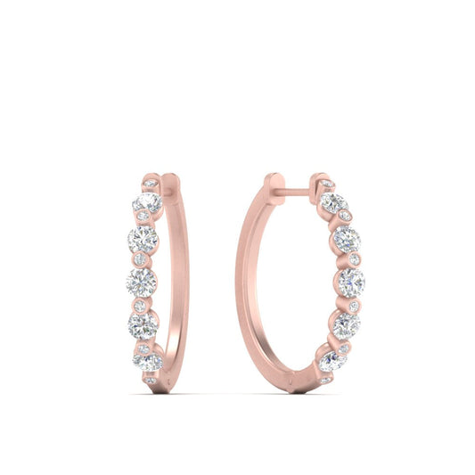 Floating Bezel Diamond Huggie Earring