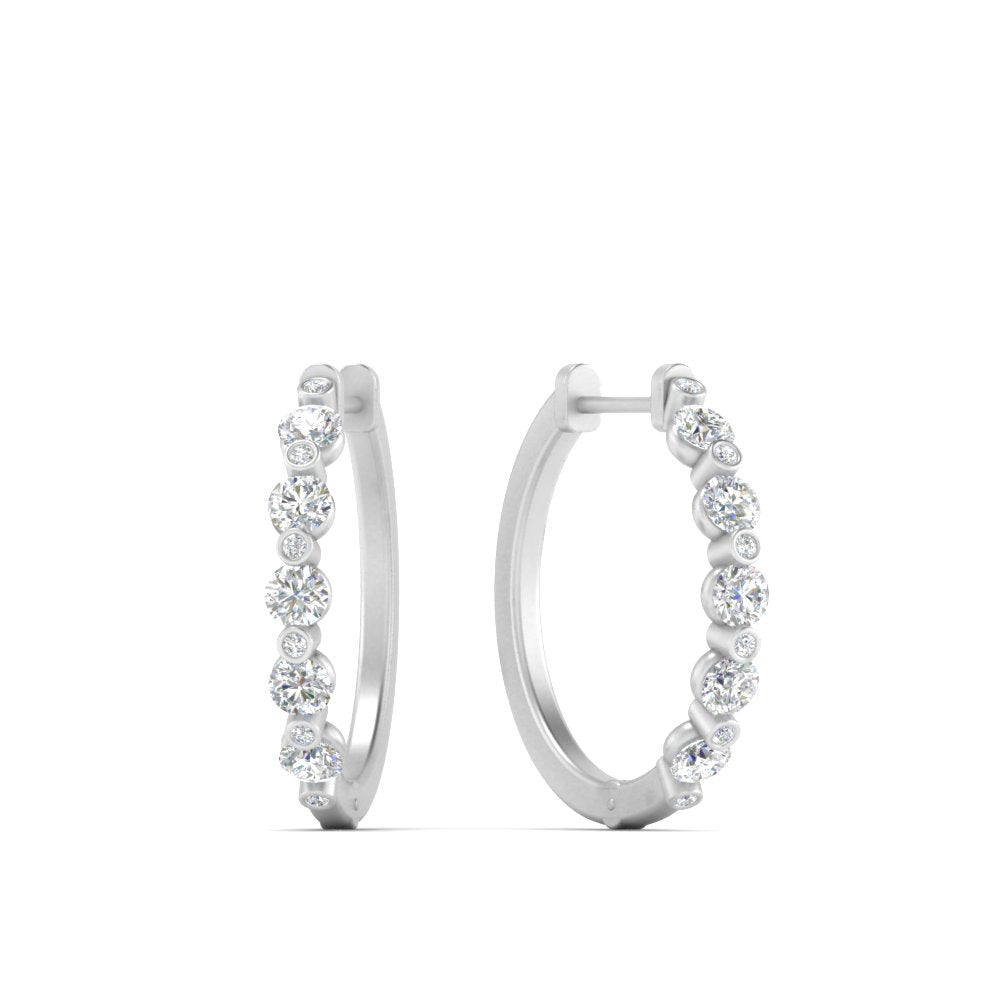 Floating Bezel Diamond Huggie Earring