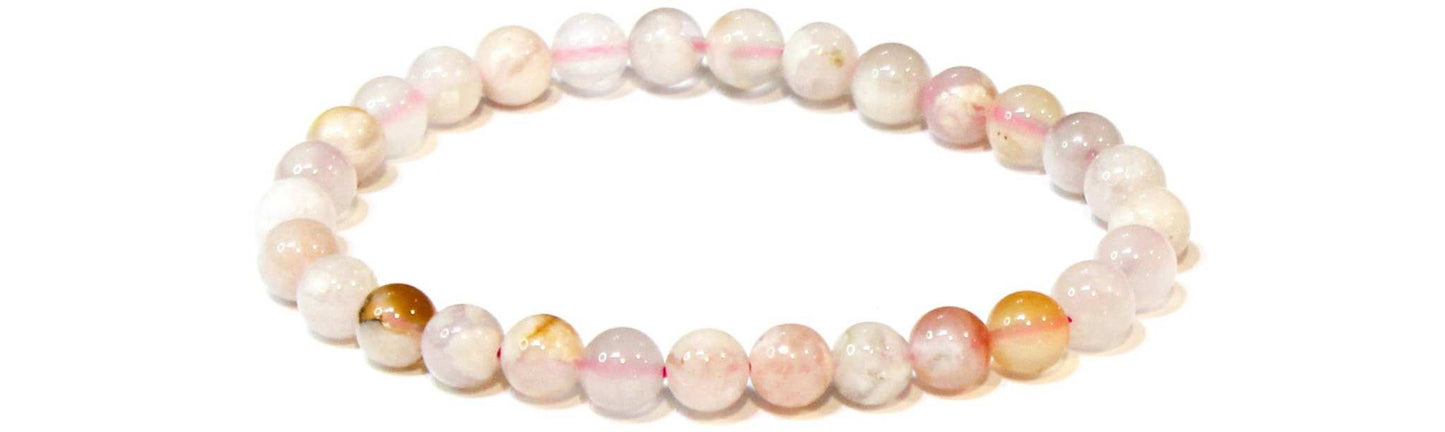 Flower Agate Round Bead Bracelet - Joyful Growth