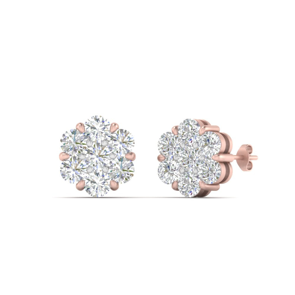 0.75 Carat 7 Stone Flower Diamond Earring