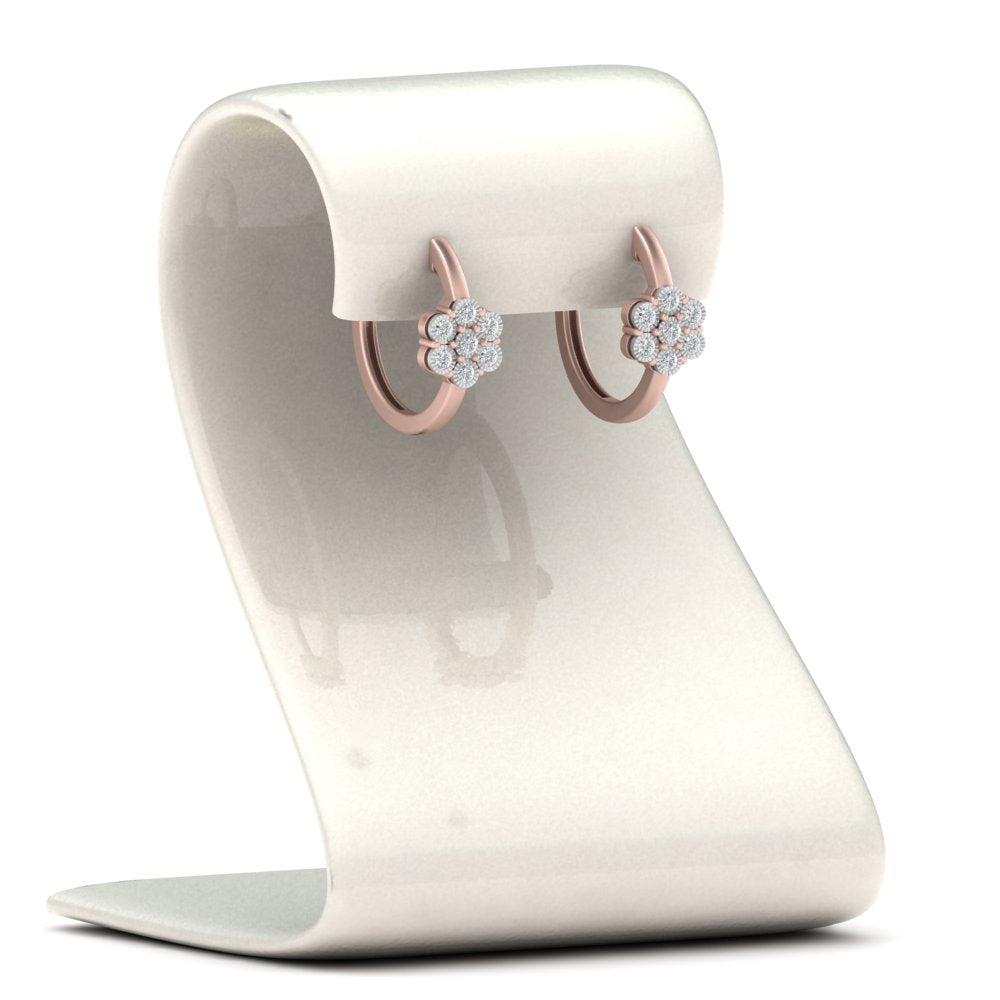 Flower Small 2 Tone Hoop Huggie Earrings