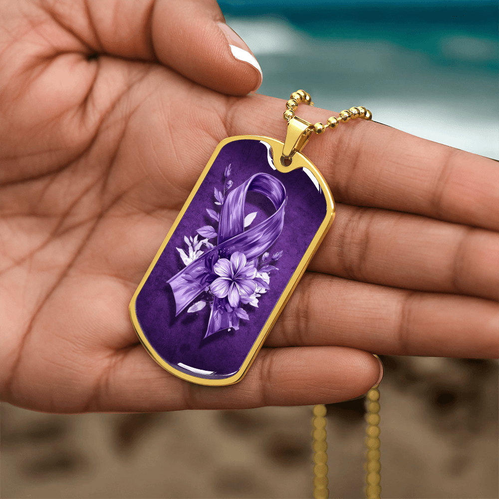 Flowery Purple Ribbon Necklace - Elegant Pendant for a Touch of Charm