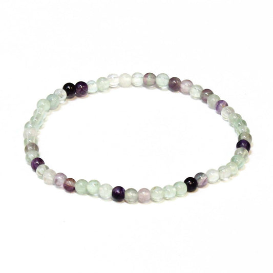 Fluorite Round Bead Bracelet 4mm - Mental Clarity