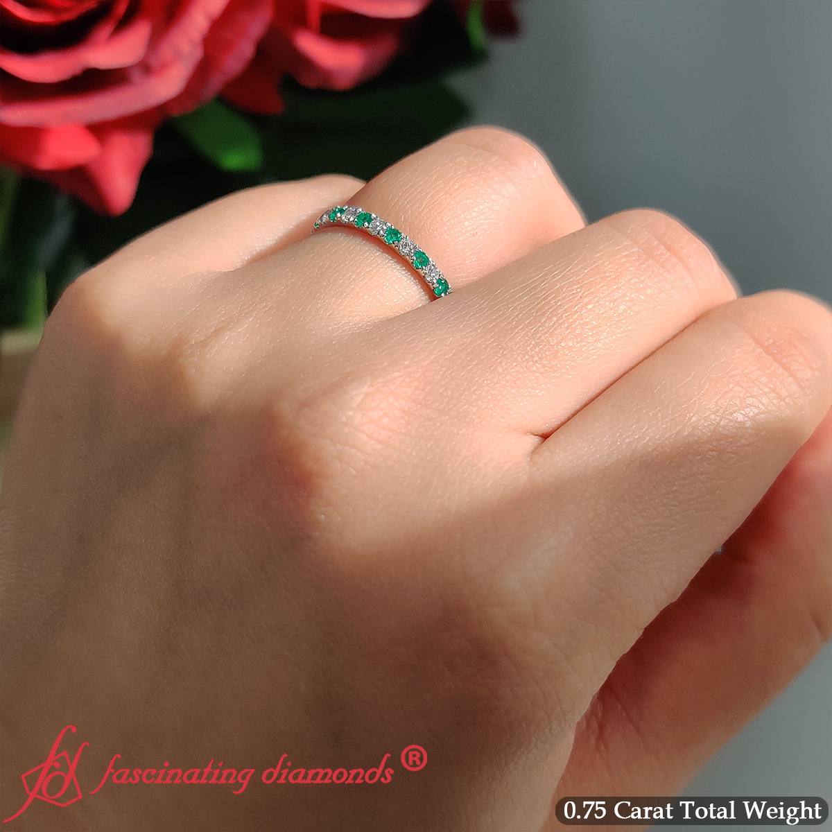 0.75 Ct. Round Cut Diamond Eternity Prong Wedding Band