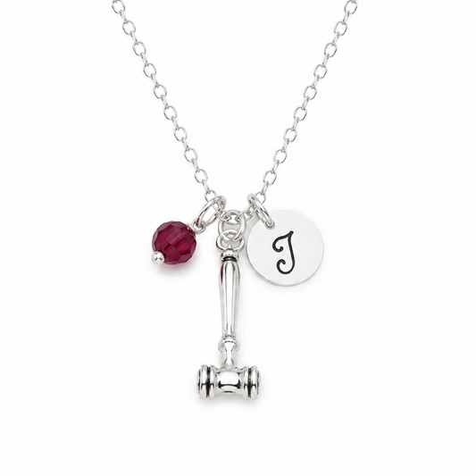 Gavel Charm Necklace – Personalized Sterling Silver Jewelry
