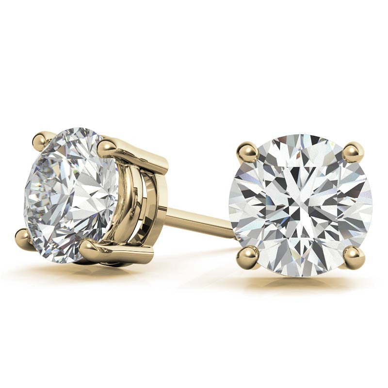 1 CTW Lab-Grown Diamond Stud Earrings - G/VS Clarity - 14k Gold Over Sterling Silver - White or Yellow Gold Option