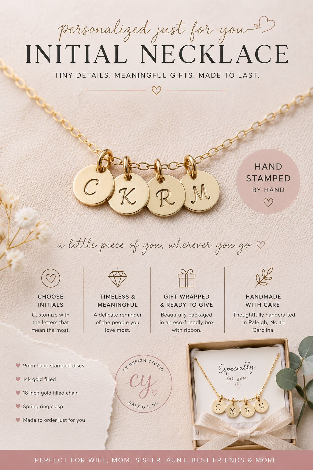 Tiny Gold Initial Necklace