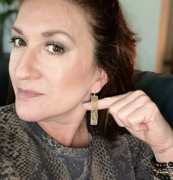 Gold Mesh Rectangle Statement Earrings – 14K Gold Filled