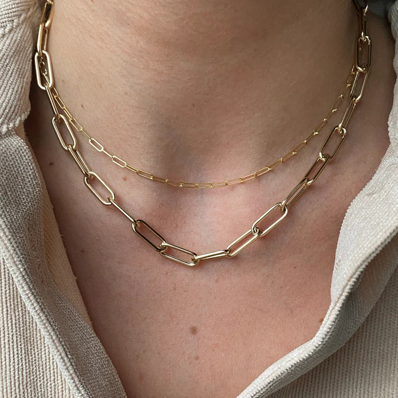 Tiny Gold Paperclip Chain Necklace