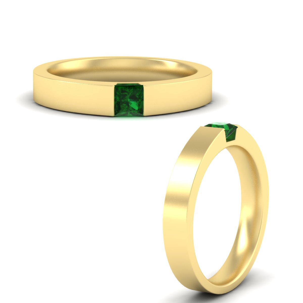 Half Bezel Solitaire Mens Engagement Ring