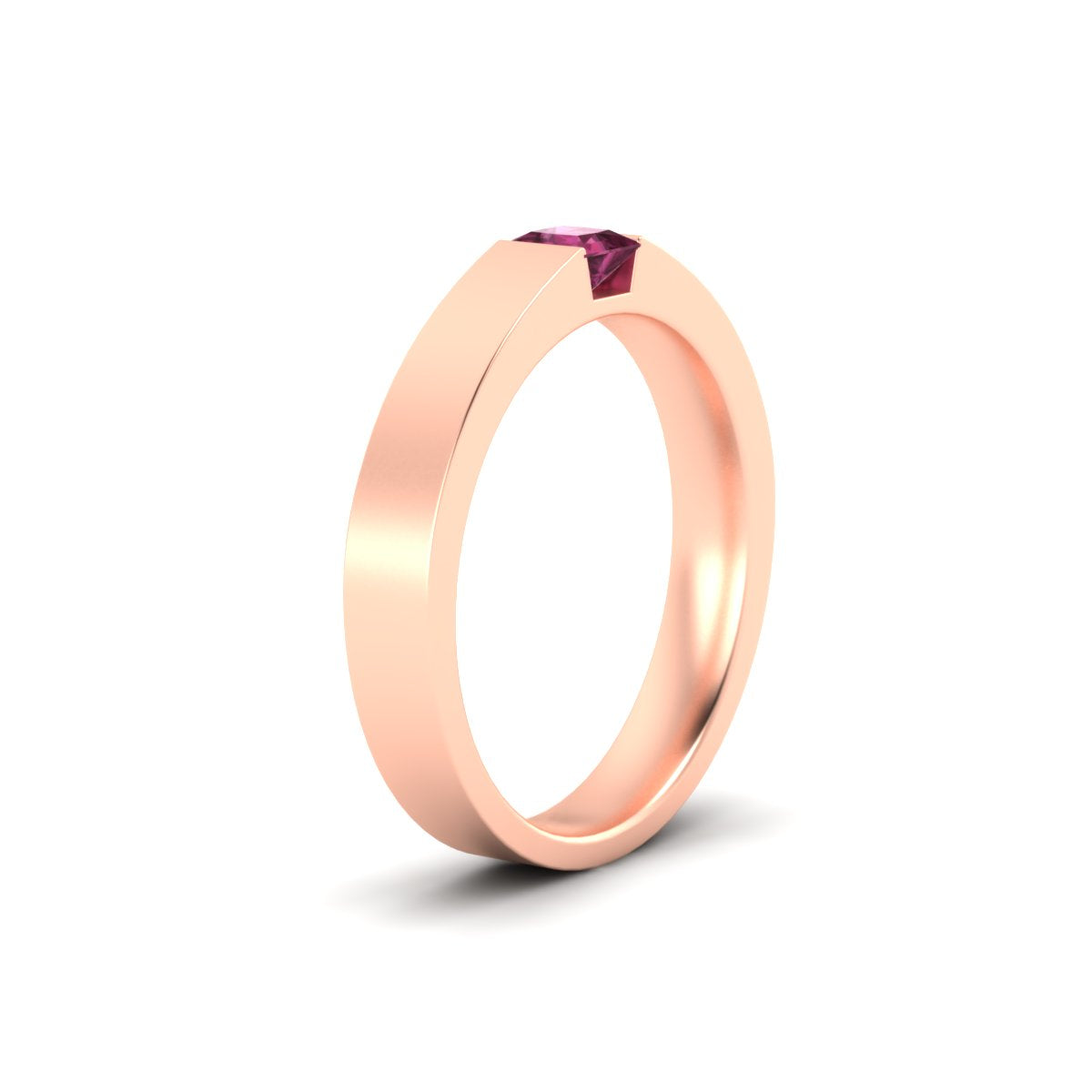 Half Bezel Solitaire Mens Engagement Ring