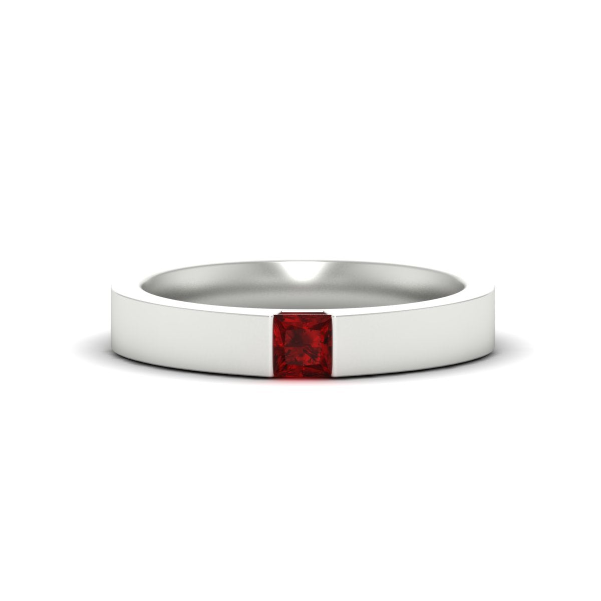 Half Bezel Solitaire Mens Engagement Ring