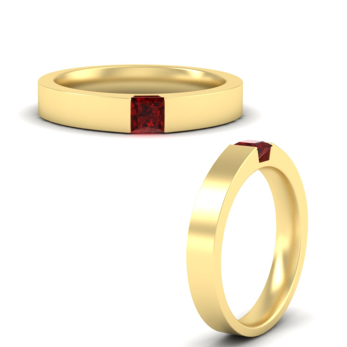 Half Bezel Solitaire Mens Engagement Ring