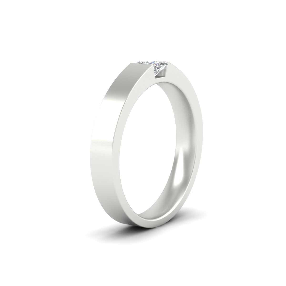 Half Bezel Solitaire Mens Engagement Ring