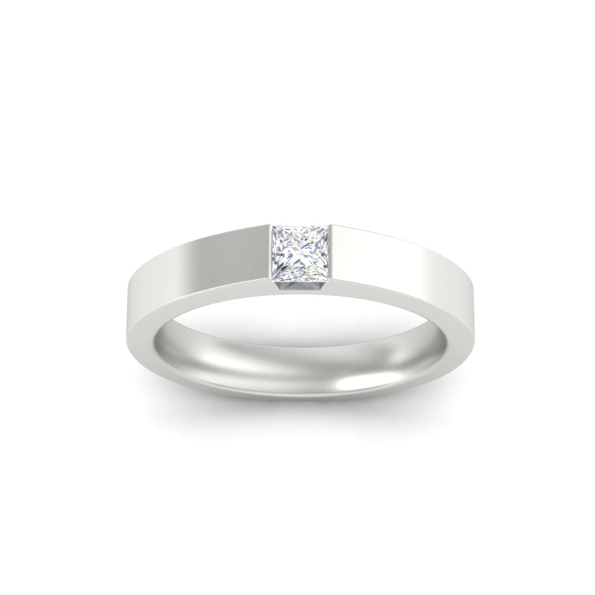 Half Bezel Solitaire Mens Engagement Ring