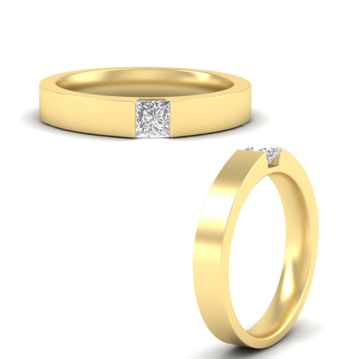 Half Bezel Solitaire Mens Engagement Ring