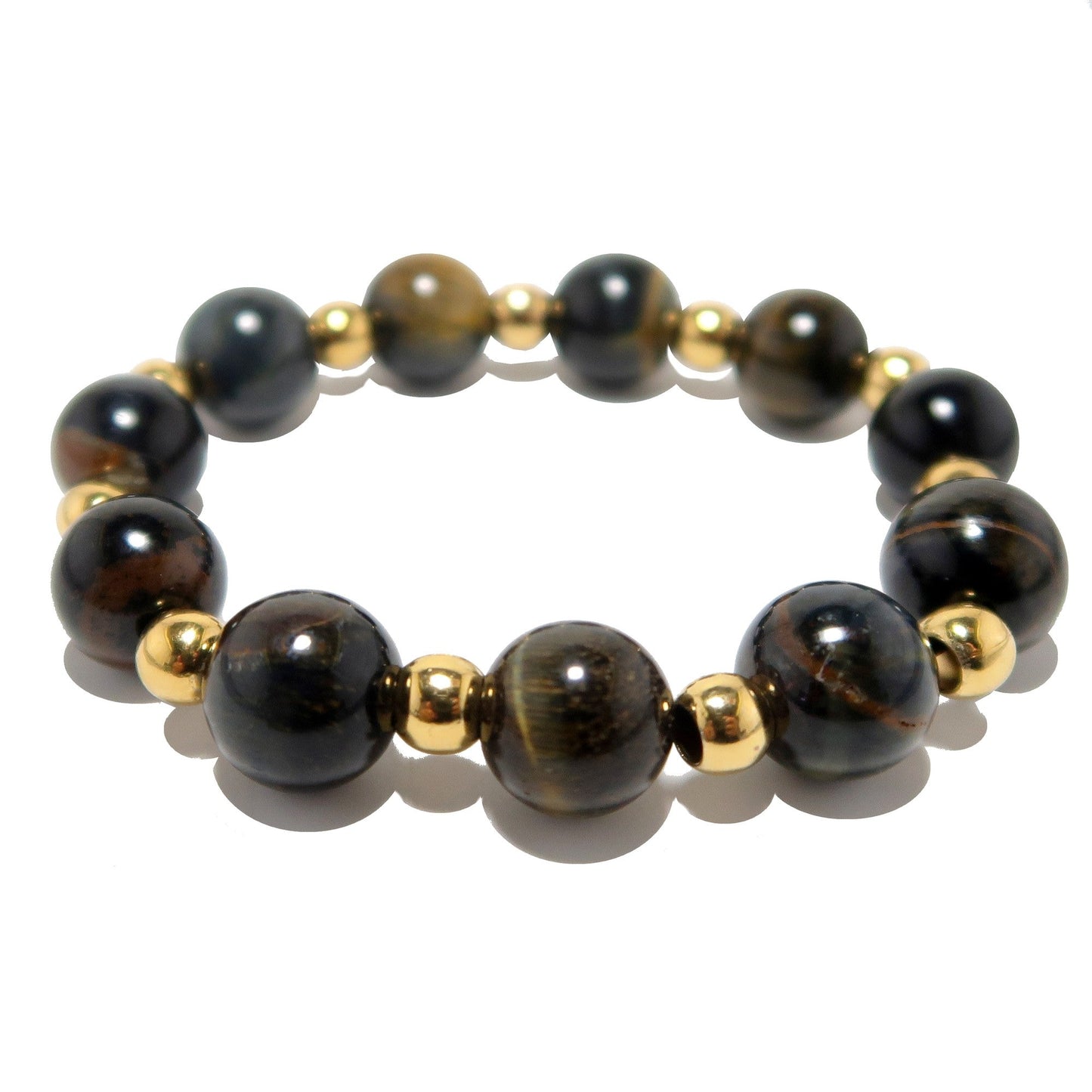 Hawks Eye Bracelet Gold Echelon Blue Stone