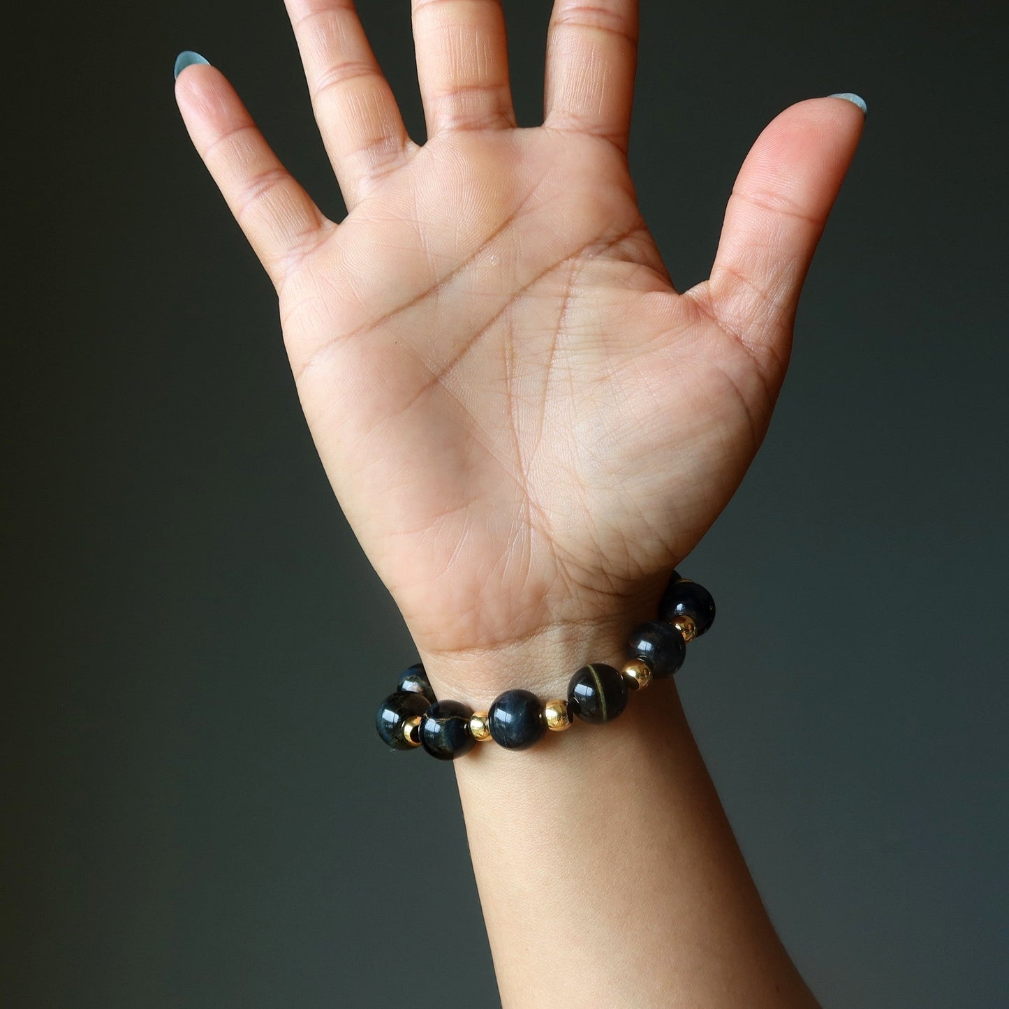 Hawks Eye Bracelet Gold Echelon Blue Stone