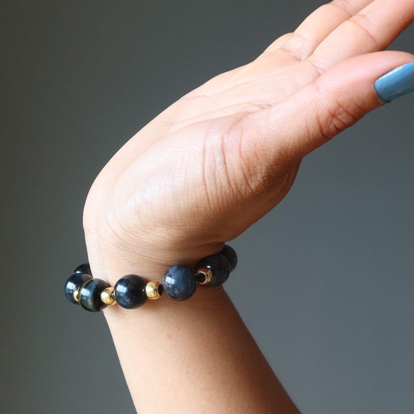 Hawks Eye Bracelet Gold Echelon Blue Stone