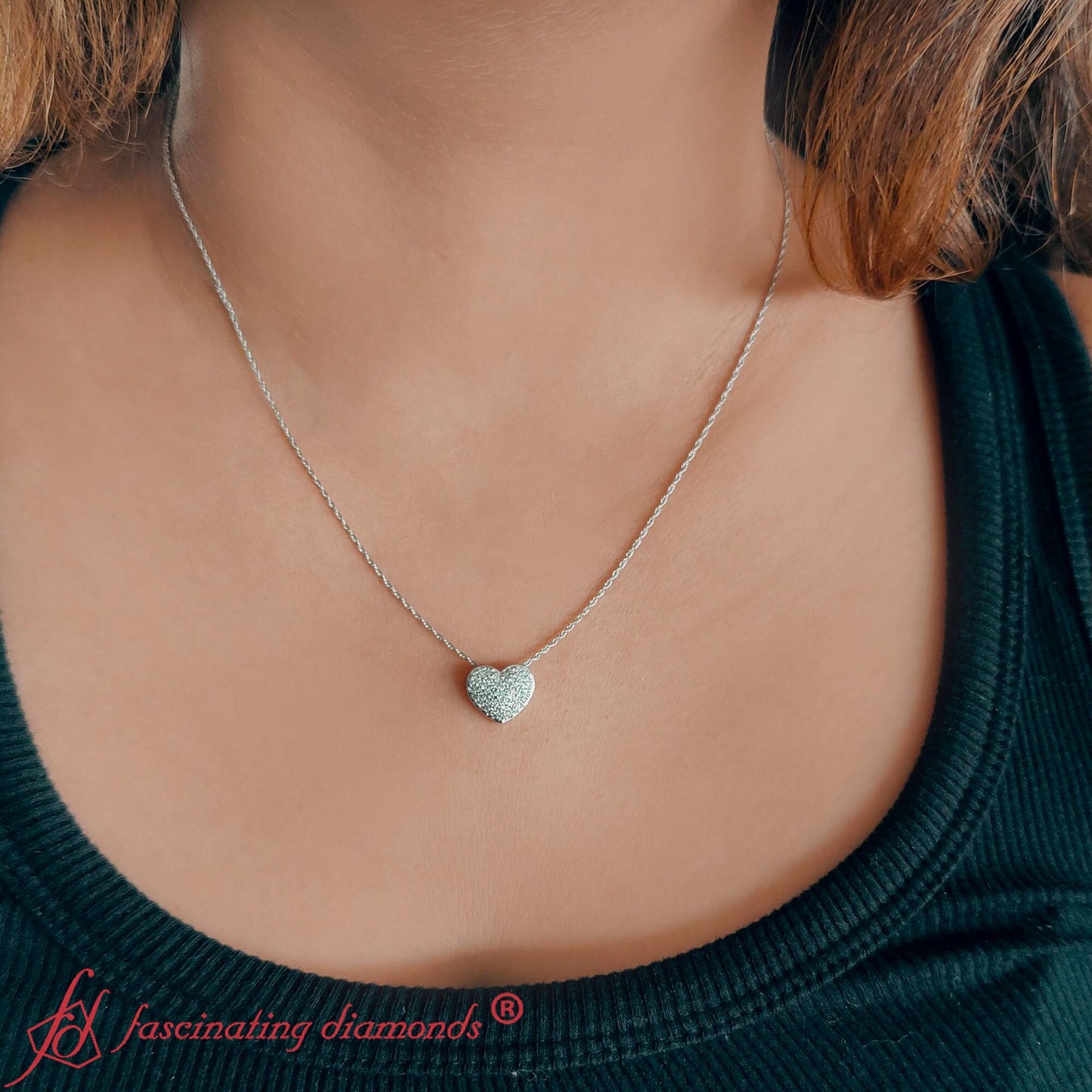 Heart Cluster Diamond Pendant