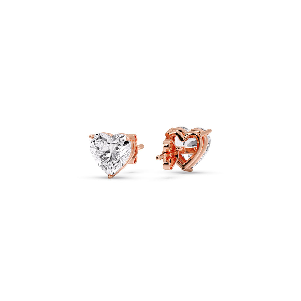 Heart Shaped 3 Prong Basket Stud Earring