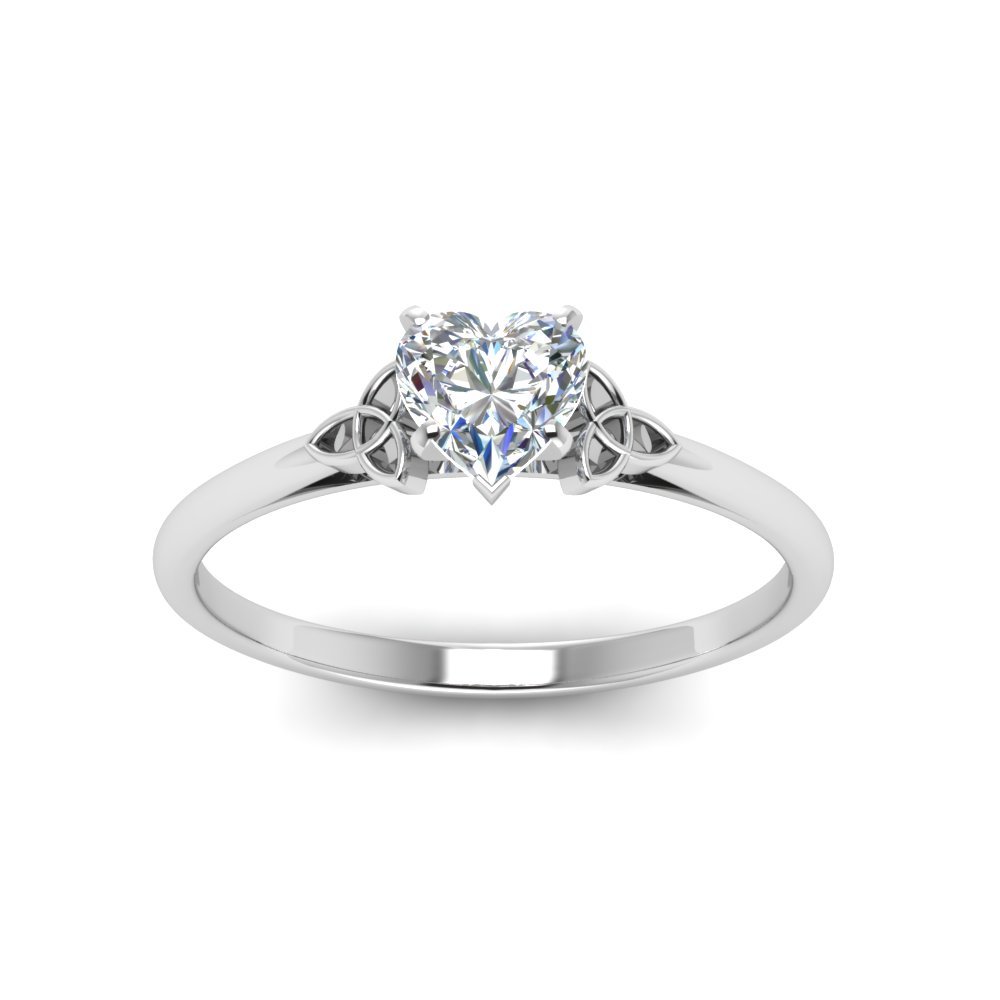 Intertwined Knot Heart Shaped Celtic Solitaire Engagement Ring