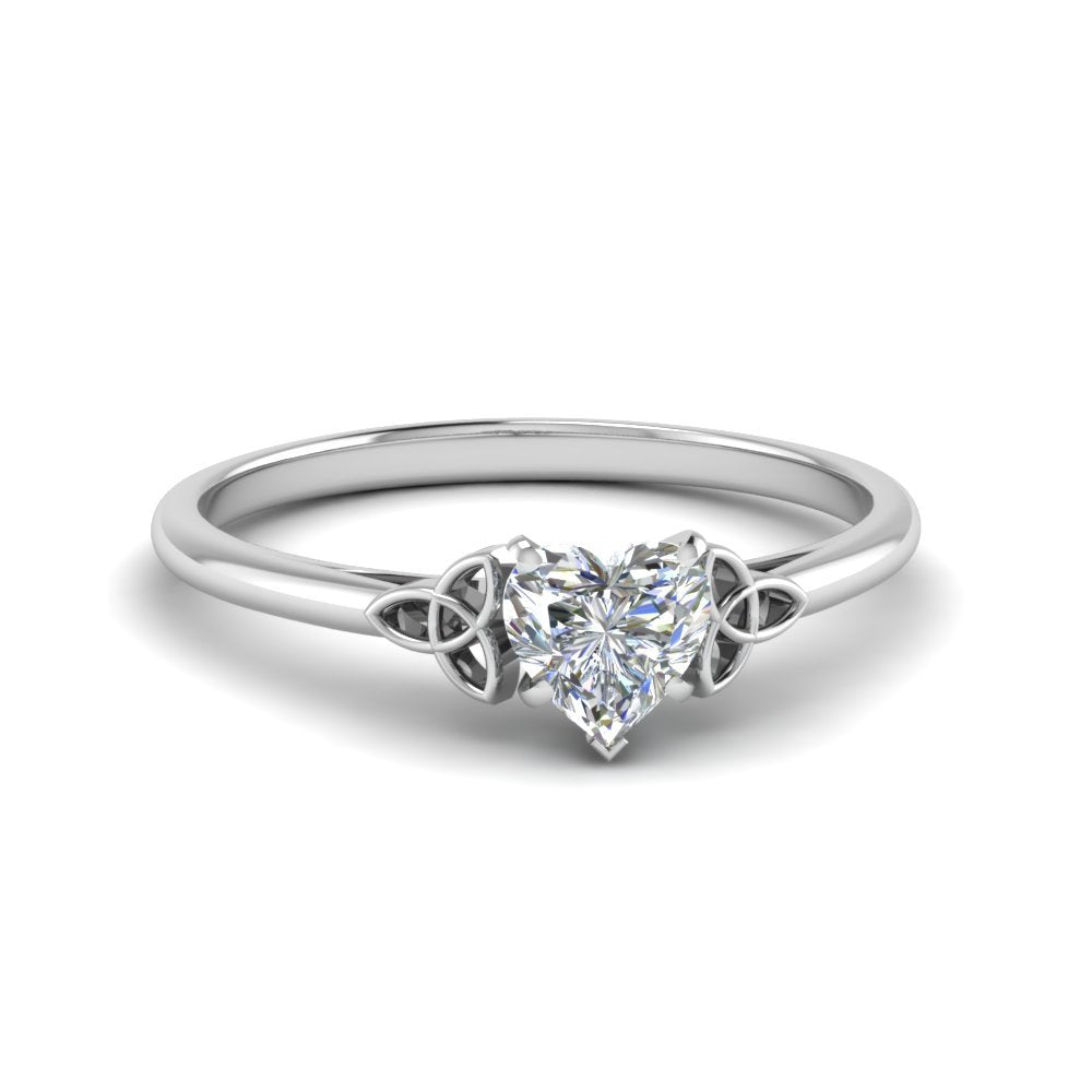 Intertwined Knot Heart Shaped Celtic Solitaire Engagement Ring