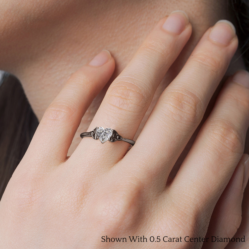 Intertwined Knot Heart Shaped Celtic Solitaire Engagement Ring