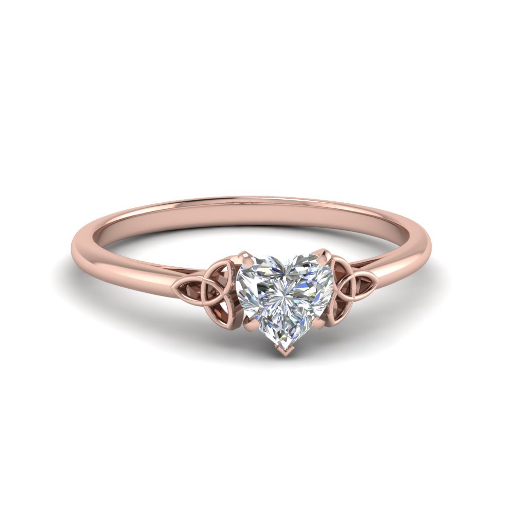Intertwined Knot Heart Shaped Celtic Solitaire Engagement Ring