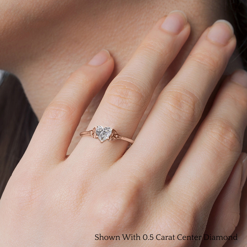 Intertwined Knot Heart Shaped Celtic Solitaire Engagement Ring