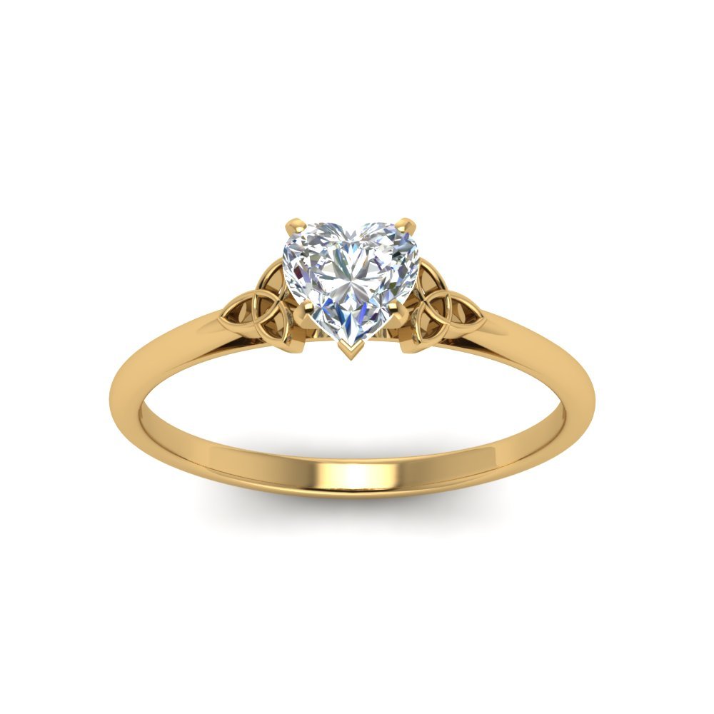 Intertwined Knot Heart Shaped Celtic Solitaire Engagement Ring