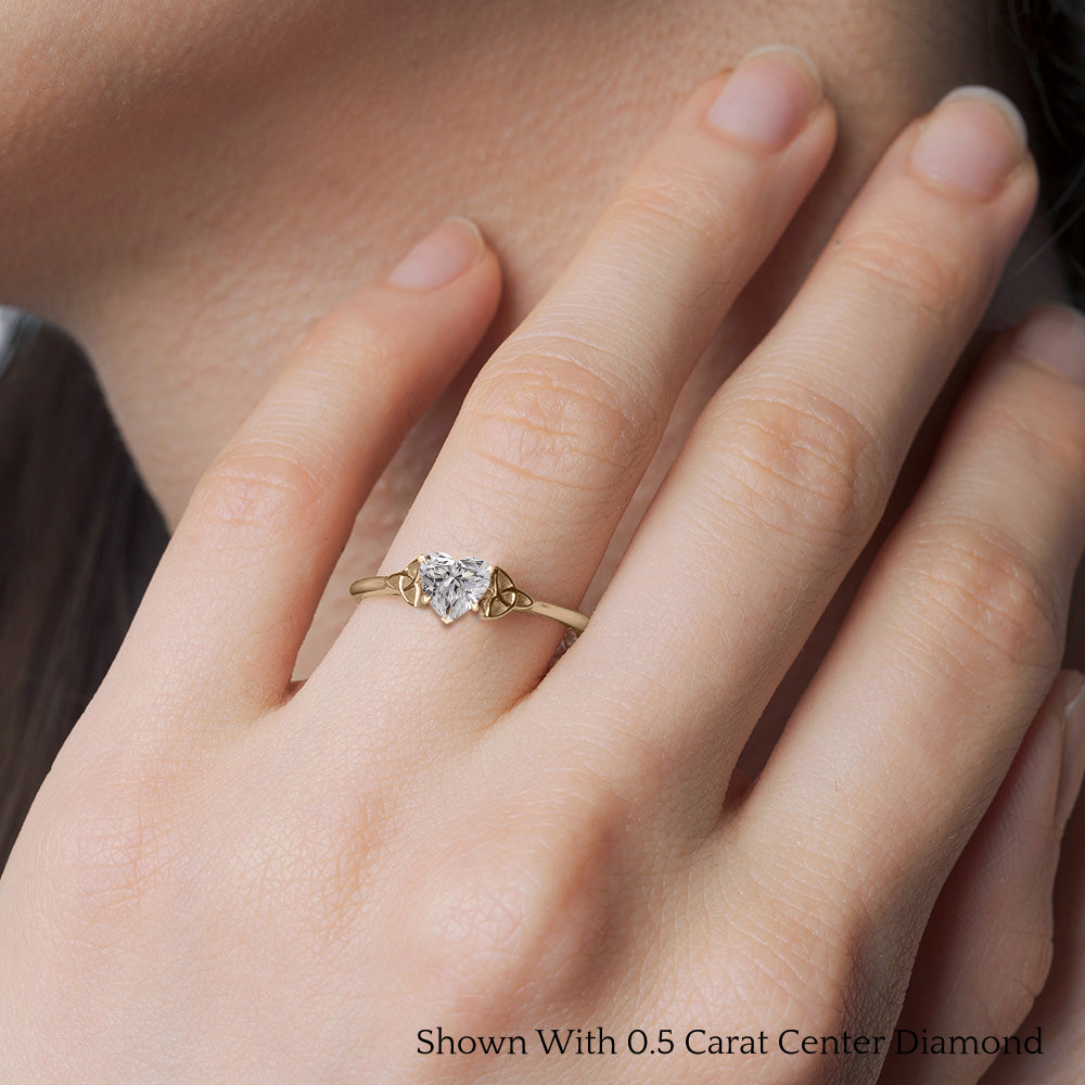Intertwined Knot Heart Shaped Celtic Solitaire Engagement Ring