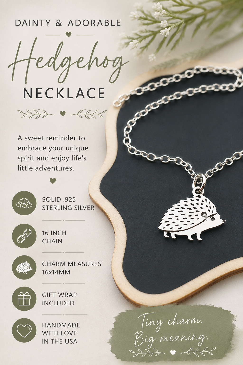 Sterling Silver Hedgehog Necklace