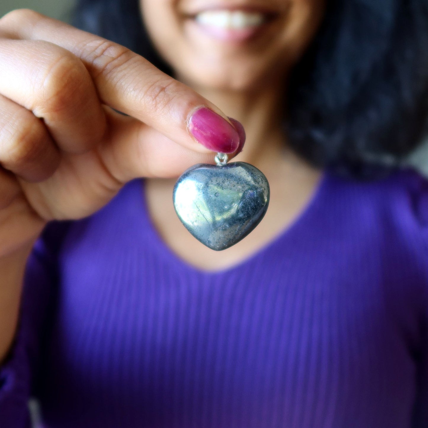 Hematite Pendant My Personality Shines Heart Silver