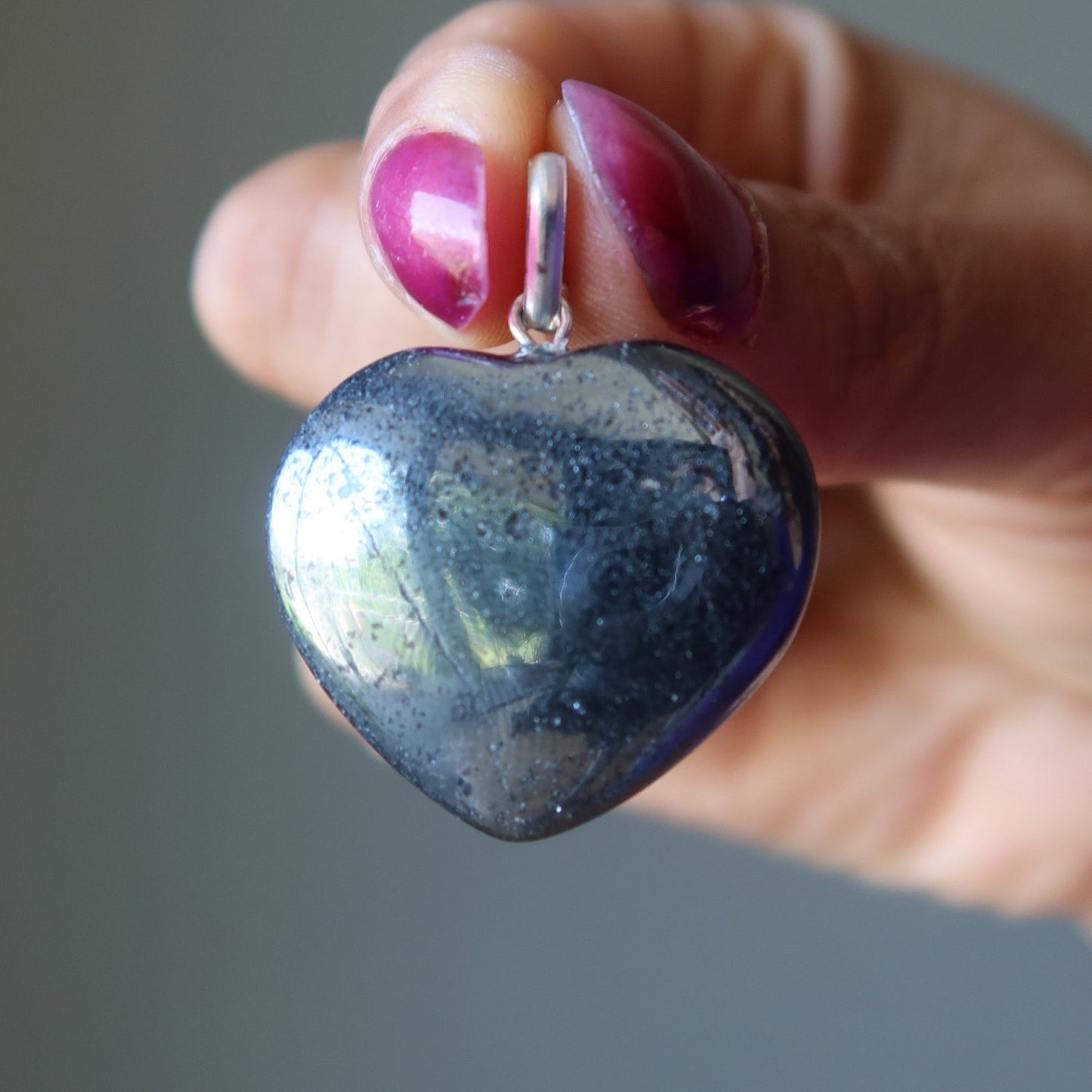 Hematite Pendant My Personality Shines Heart Silver