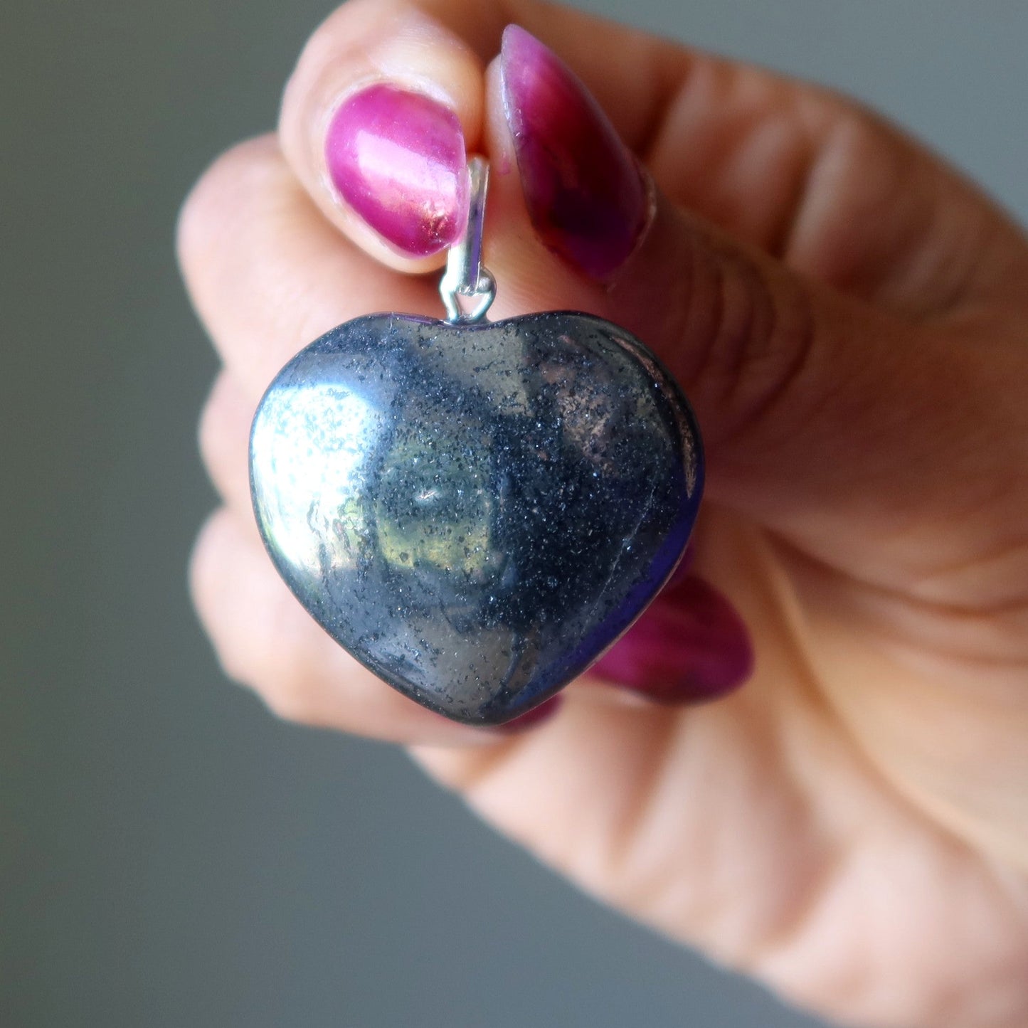 Hematite Pendant My Personality Shines Heart Silver