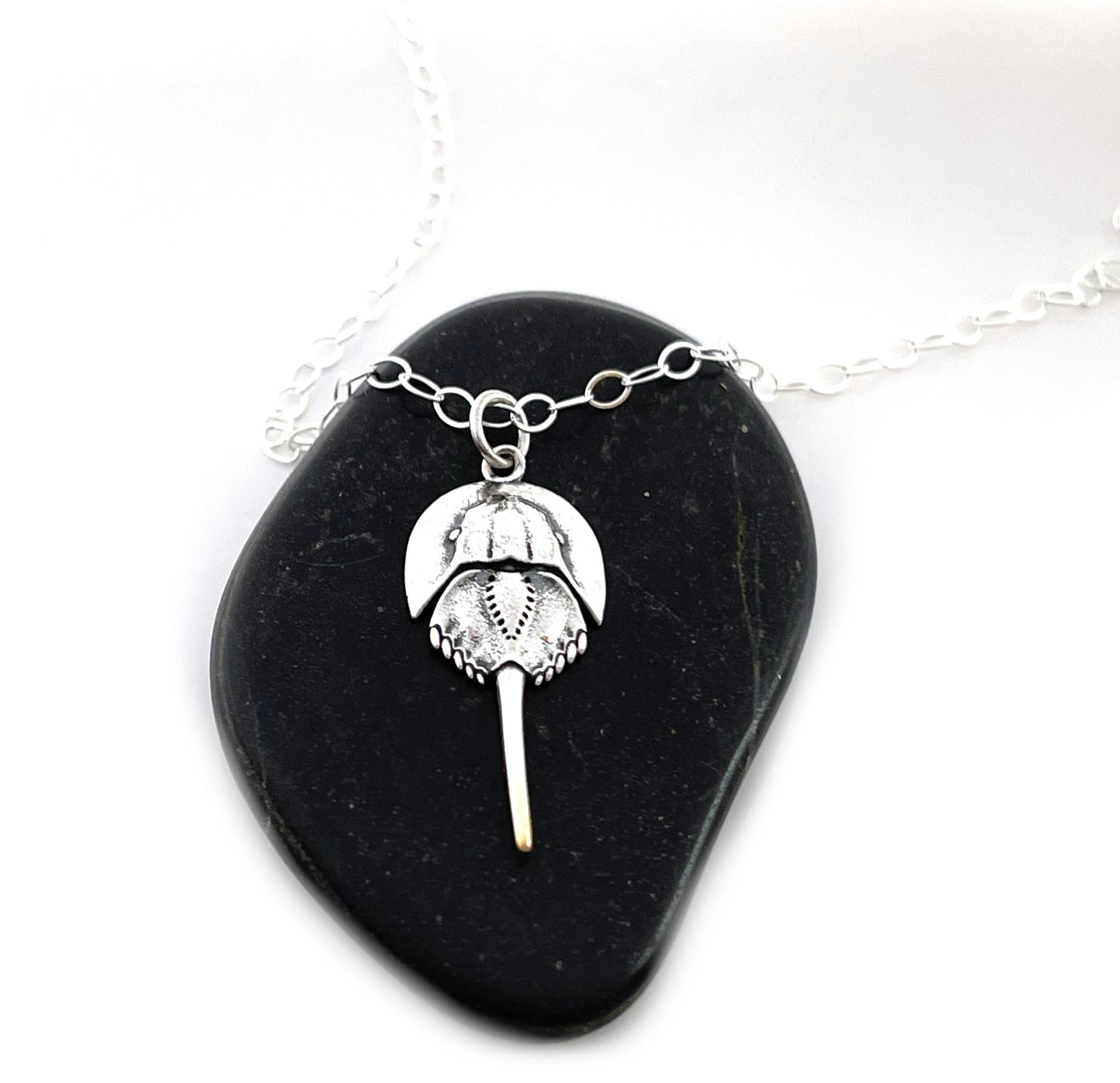 Sterling Silver Horseshoe Crab Charm Necklace – 16" Chain