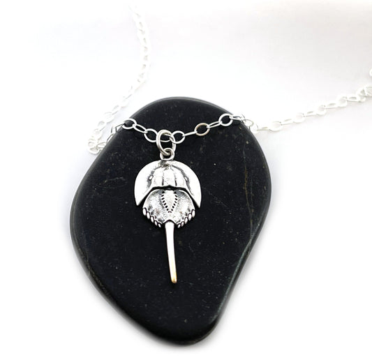 Sterling Silver Horseshoe Crab Charm Necklace – 16" Chain