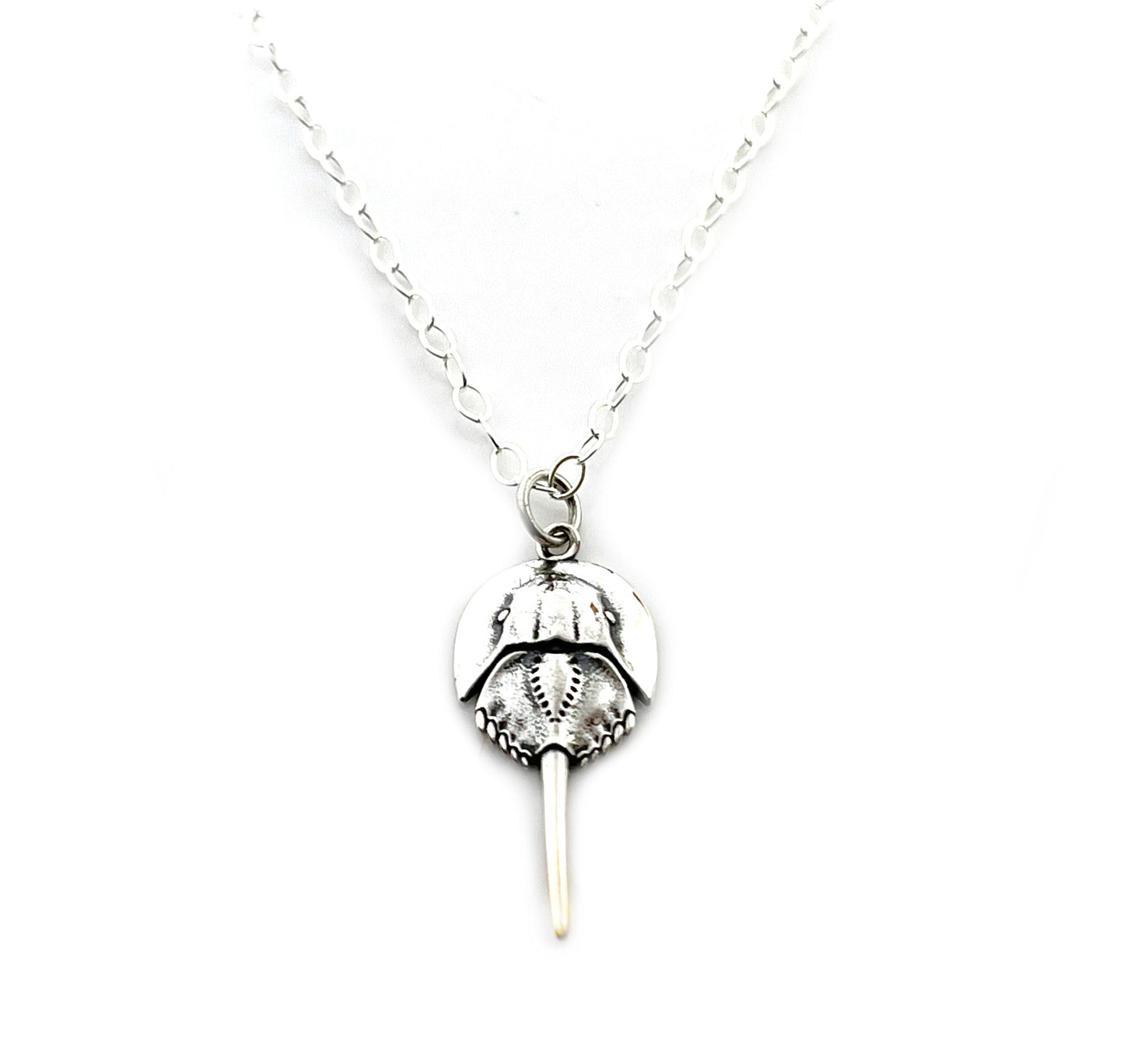 Sterling Silver Horseshoe Crab Charm Necklace – 16" Chain
