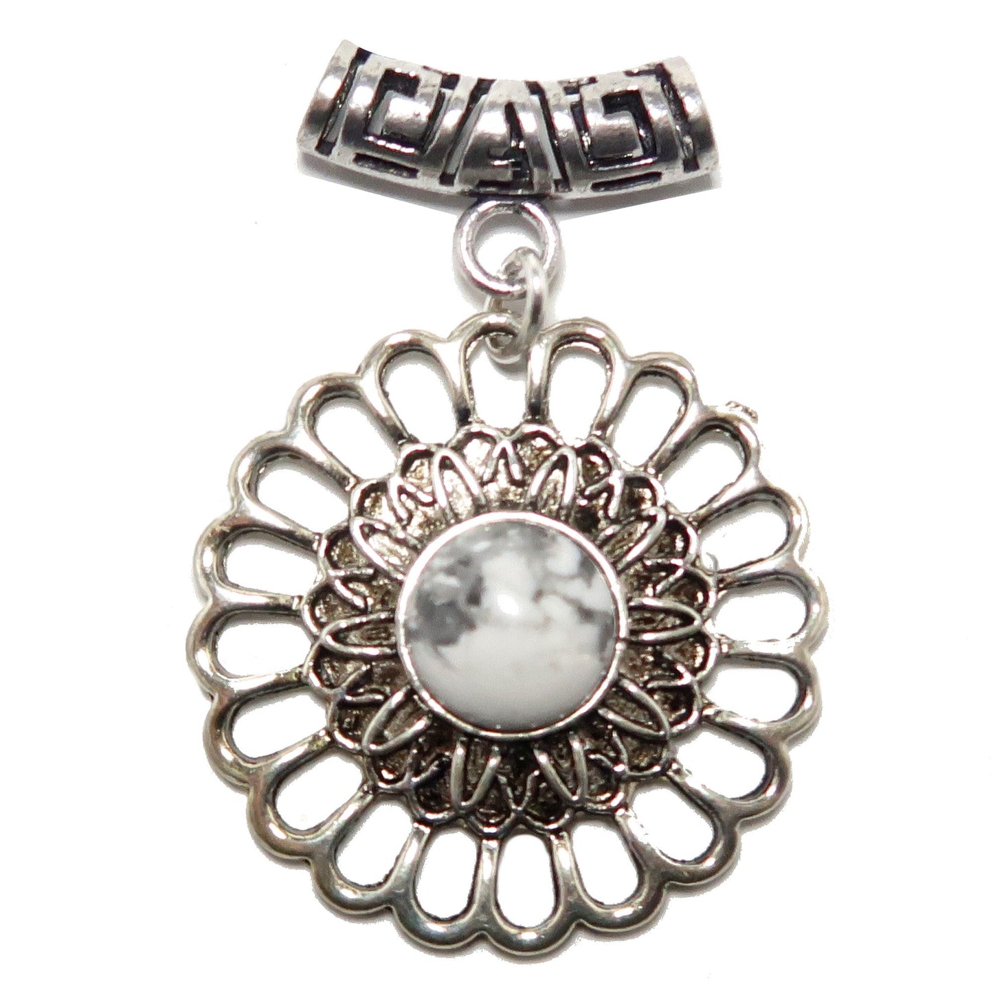 Howlite Pendant White Flower of Inspiration Silver